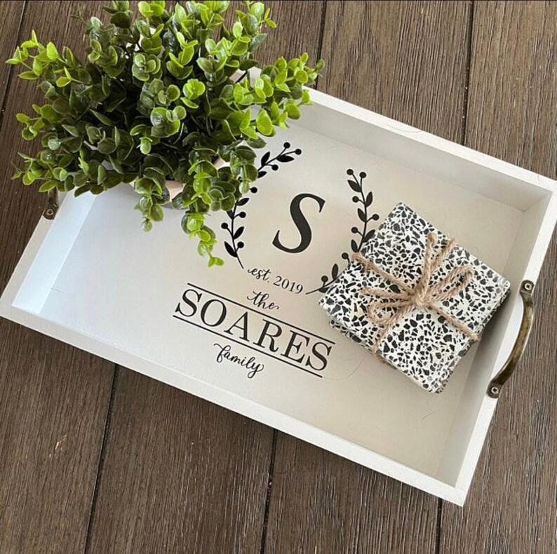Farmhouse Serving Tray | Coffee Table Tray | Family Initial Coffee Table Tray | Coffee Table Decor | Farmhouse Decor | Wedding Gift