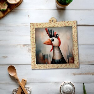 Hen & Rooster, Avocado, Pears, Tea, Coffee and Goats - Placemat Potholder: Organic Cotton Kitchen Decor