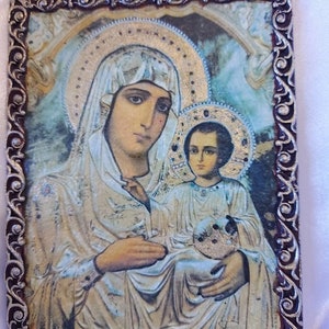 Heilige Moeder van God, Icoon van de Moeder Gods, Handgemaakt, Religios geschenk, orthodox