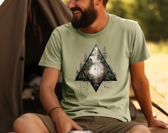 Geometrisches Waldmuster Unisex T-Shirt für Naturliebhaber - Forrest Tee - geometric Pattern - Geschenk für Abenteurer