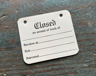 Antique Death Announcement | Closed on the Account of Death | Vintage Funeral Card | Funerary, Morbid Ephemera | Weird, Unique Finds