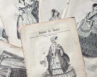 Assiettes décoratives tendance (1865) | Harper's New Monthly Magazine | Robes et accessoires anciens, époque guerre civile | Illustrations et gravures d'époque