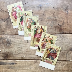 Sixtinische Kapelle Kunstwerk Postkarten (um 1910er Jahre) | unbenutzt | Libica, Ioel, Delphica | Vintage Postkarten, Ephemera | Antikes Italienisches Souvenir