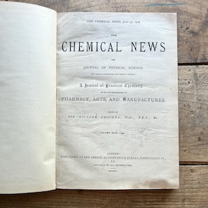 The Chemical News & Journal of Physical Science (1909) | January to July | Antique Journal, Magazine | Science, Chemistry, Physics | Rare