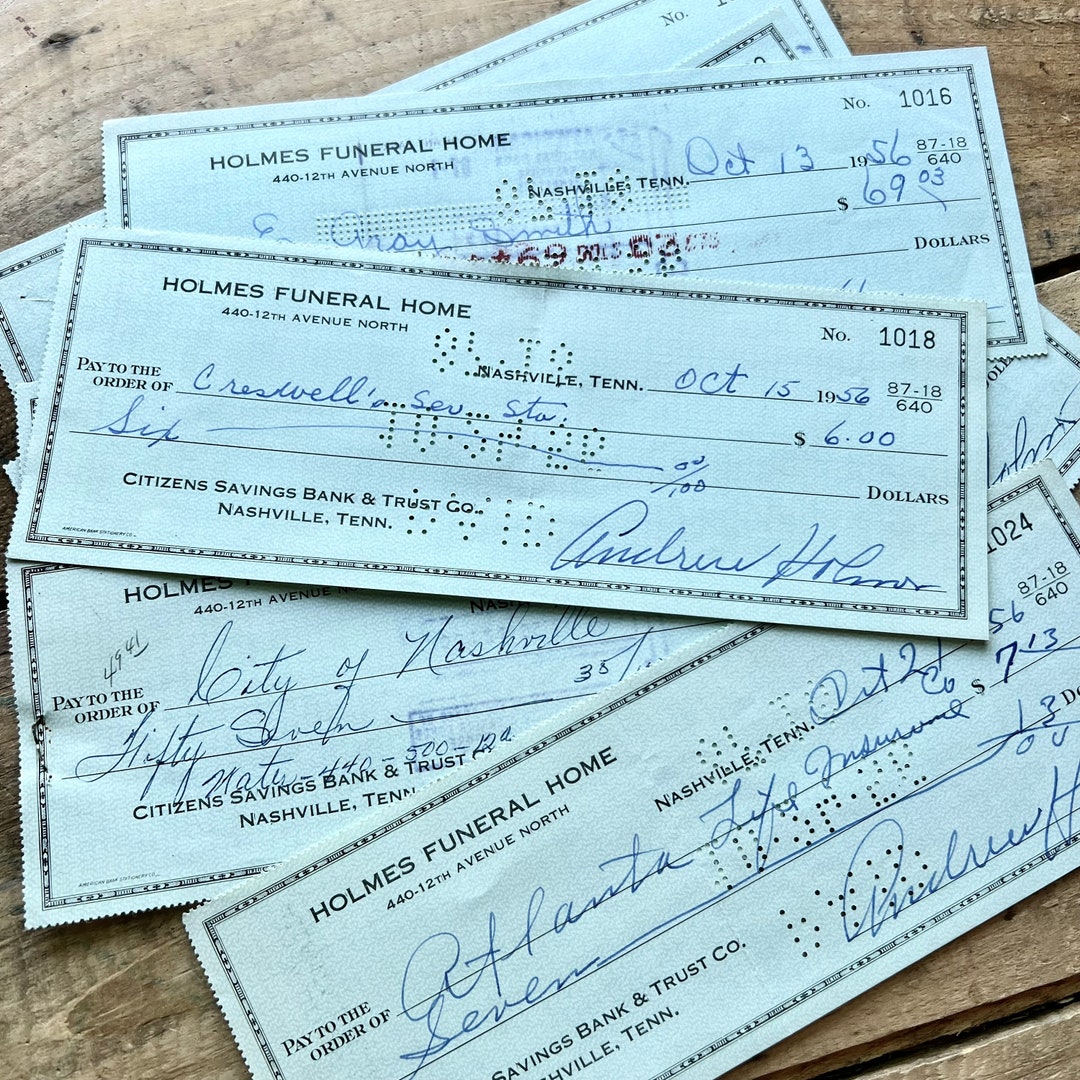 Holmes Funeral Home, Check Lot 1956 35 Pieces Vintage Ephemera
