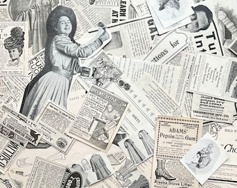 Antique Ephemera Bundles (c. 1900s) | 50-100 pcs | B&W | McCall, Delineator, Designer Magazines | Advertising, Fashion | Craft, Journaling