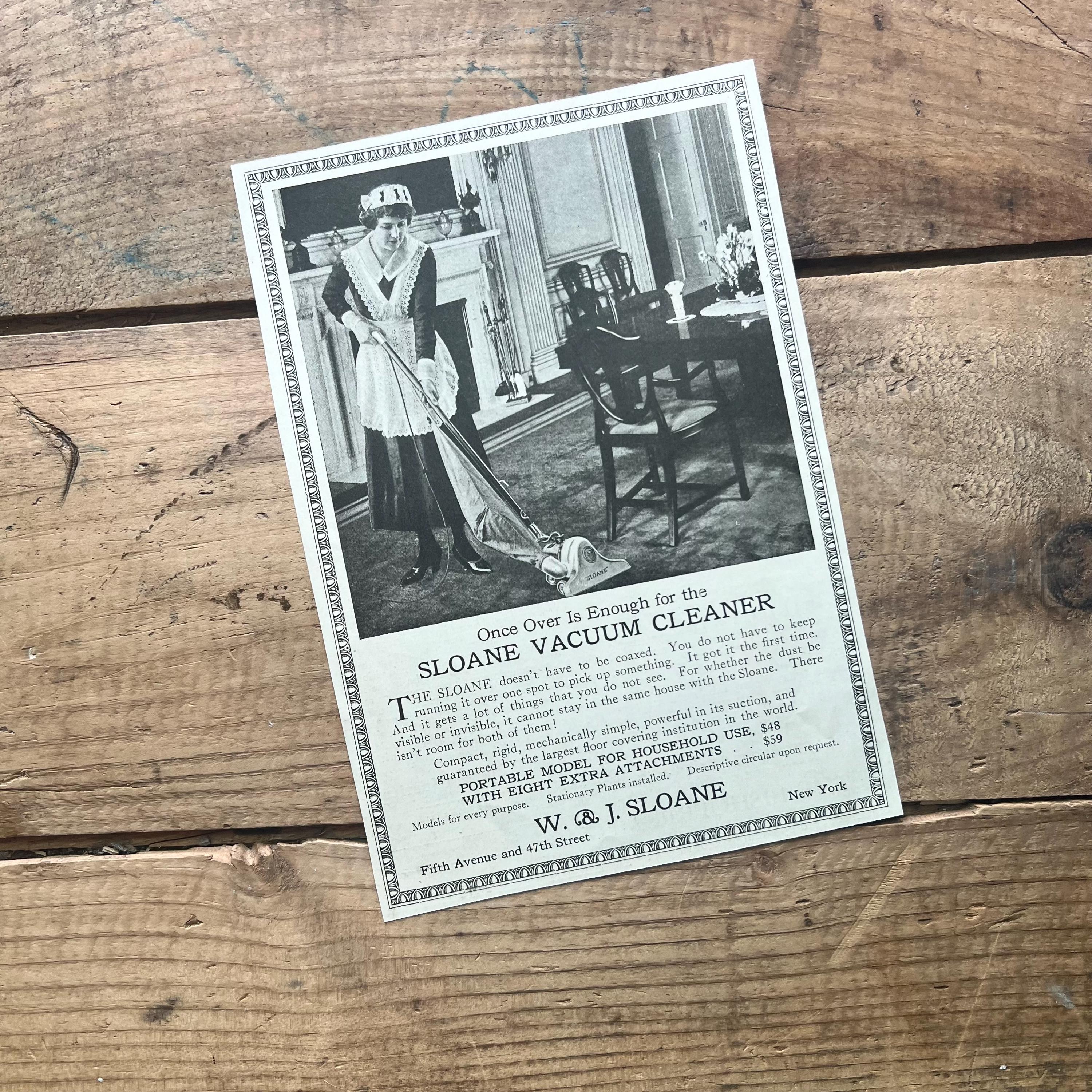 W&J Sloane Vacuum (1920) Print Advertisement | 1920s Decor, Design, Interiors | Art Deco Ephemera | Large Antique Ad, Vintage Advertising