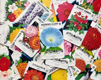 Vintage fröpaket (1940-talet) | Buntar om en, fem eller tio | Lone Star Seed Co. | Vintage Ephemera | Skräpjournaling, scrapbooking, hantverk