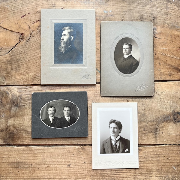 Mounted Photos, Turn-of-the-Century DILFs (c. 1900s) | Identified | Gilded Age Gentlemen, Antique Men | Black, White Found Photos | Ephemera