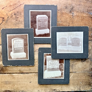 Mounted Photo, Small Headstones (c. 1900) | Withers & Sons Monument Co. | Lancaster, PA | Graves, Burial, Cemetery | Antique, Vintage