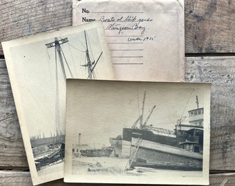 Foto Lot, Sturgeon Bay Schiffe (1935) | Zwei Fotos mit Umschlag | Wisconsin Maritime Geschichte | Mittlerer Westen, Große Seen | Ephemera | Werften