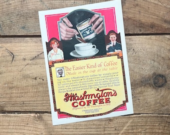 G. Washington Kaffeedruck Werbung (1920) | Vollfarbig | Antike Küche | Art Deco Ephemera | Große Antik, Vintage Werbung