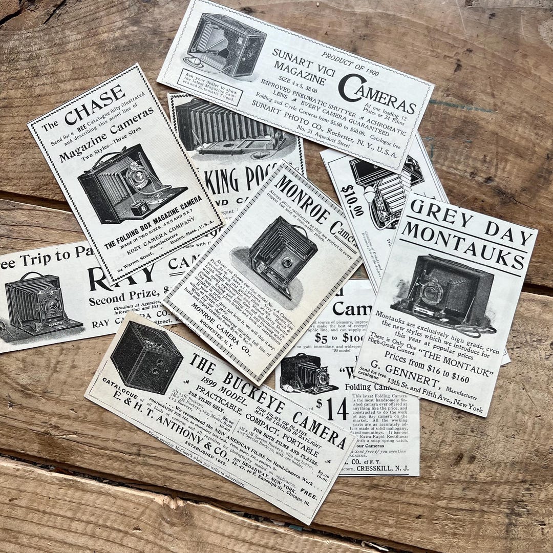 Camera Print Ads (c. 1900s) | Kodak, Sunart, Buckeye, King Poco ...