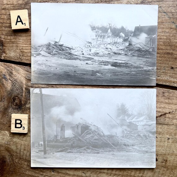災害の実写ポストカード（1910 年代頃） | 住宅火災、竜巻