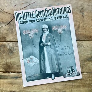 World War I Sheet Music, Little Good for Nothing’s (1918) | Antique Ephemera | WWI, Red Cross Nurse | Laurette Taylor | Vintage Paper, Pink