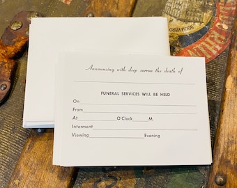 Funeral Announcements, c. 1940s | Unused Cards & Envelopes | Death, Stationery, Ephemera | Mortuary, Death, Grief, Mourning