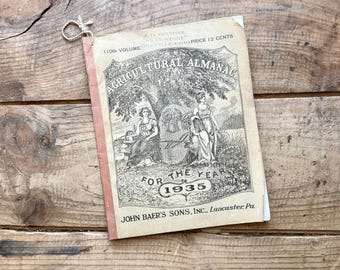 Baer’s Agricultural Almanac (1935) | Lancaster, PA | Weather, Crops, Gardening, Astronomy, Recipes, Farming |  Antique Ephemera, Midcentury