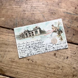Briefkaart Colombiaanse expositie Mijnen bouwen (1893) | Verzonden, Chicago | Wereldtentoonstelling verzamelobject, souvenir | Victoriaanse ephemera, geschreven