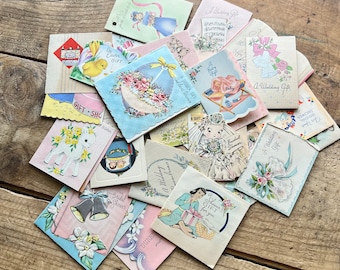 Vintage Cards (1920s-1940s) | Wedding, Holiday, Baby Shower, Bridal | Art Deco | Junk Journaling, Crafting Supplies | Mixed Media, Collage
