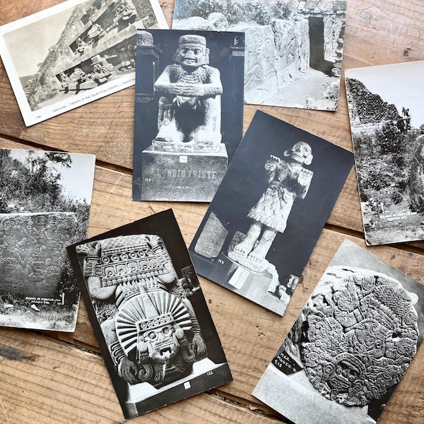 Ancient Mexico Photo Postcards (c. 1930s) | Unused Antique Photographs | Museum, Artifacts, Archaeology, Mount Alban, Teotihuacan, Aztecs