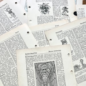 Antique Encyclopedia Pages, 20 Pages | 1919 Book | Junk Journaling, Scrapbooking, Crafting | Vintage Ephemera Lot