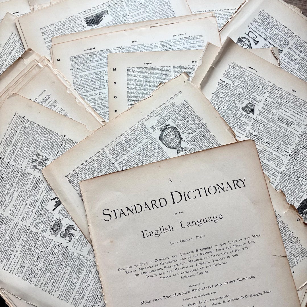 Antique Dictionary Pages, 20 Page Bundles (1895) | Illustrated | Junk ...