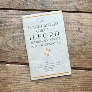 House Hunter&#39;s Guide to Ilford (um 1920) | London, England | Vintage Souvenir, Immobilien | Werbung, Fotografien, Geographie | Antik