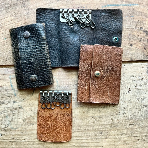 Vintage Key Wallets, c. 1930s  | Vintage Accessories, Leather | Brown, Black | Western, Cowboy | Primitive, Rustic, Farmhouse | Handmad