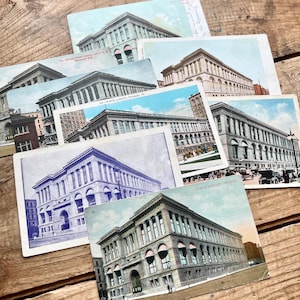 Cartões postais das bibliotecas públicas de Chicago (c. 1910) | Dollar Shipping | Biblioteca Harold Washington | Vintage Midwest, Illinois | Presentes antigos