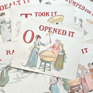 Kate Greenaway’s Alphabet Illustrations (c. 1900) | Antique Lithographs, Artwork | Vintage Children&#39;s ABC Book | Victorian Art, Full-Color