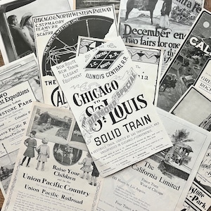 Advertisements, Travelin’ by Rail (c. 1900) | Antique Railroad, Trains | Northern Pacific, Illinois Central, Santa Fe | Vintage Ephemera