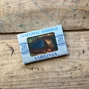 Conjunto de Mini Postais Natural Bridge | 20 Visualizações com Caixa | Virgínia | Postais de Linho de Lembrança | Artigos Efêmeros de Viagem Vintage Não Utilizados, Coleção