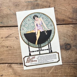 Luxite Hosiery Print Advertisement (1920) | Full-Color | Women&#39;s Flapper Fashion | Art Deco Ephemera | Large Antique, Vintage Advertising