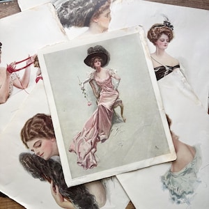 Harrison Fisher Lithographs,  American Beauties (1909) | Full-Page, Color Illustrations, Art | Antique, Edwardian, Victorian, Vintage Women