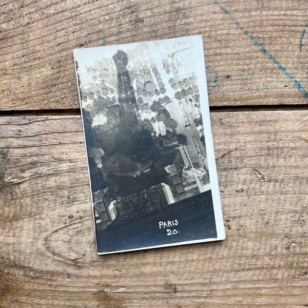 Real Photo Postcard, Shadow of Eiffel (1920) | Paris, France | Eiffel Tower | Souvenir Photograph, Rare Find | Antique Ephemera, Parisian