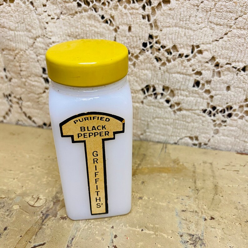 Vintage Griffiths' Milk Glass Spice Jars Set of 15 Etsy