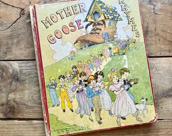 Mother Goose Rhymes (1932) | Platt & Munk | Vintage Nursery Rhymes | Colorful Illustrations, Art Deco | Antique Children's Book, Classic