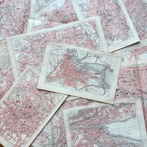 Antique European Maps (1900) | Small or Large | Berlin, Paris, Vienna, Zurich, Amsterdam | German Travel Souvenir | Vintage Ephemera, Paper