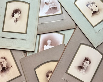 Victorian Album Pages with Photographs (c. 1900) | Antique Photos, Cabinet Cards | Vintage Ephemera | Crafting, Journaling, Bookbinding