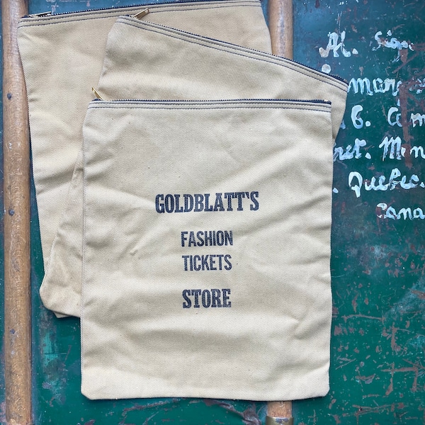 Goldblatt's Store, Vintage Canvas Bags | c. 1970s | With Zipper | Department Store | Pouch for Fashion Tickets
