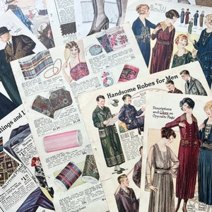 Modekatalog Seiten (1920er Jahre) | Charles Williams | Vollfarbig, doppelseitig | Flapper, Dekor, Stil | Vintage Werbung, antikes Ephemera