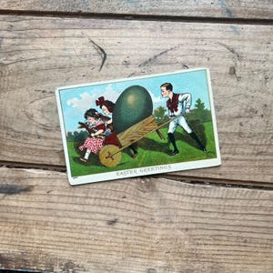 Antica cartolina di Pasqua (1908) / Spedizione in dollari / Effimere natalizie vintage uniche / Pulcini, uova, cestino / Decorazione, Vittoriano, Stranezza, Strano