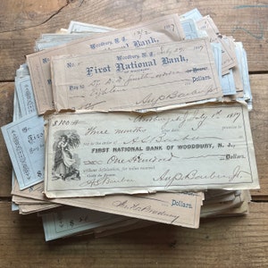 Antique Checks, Bundle of 20 | 1800s | Vintage Ephemera Lot | Woodbury ...