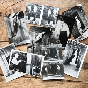 Postales de Santa Cruz Mystery Spot (c. 1940s) / Fotos reales / California Vintage / Blanco y negro / Rareza, Curiosidad / Atracción en la carretera