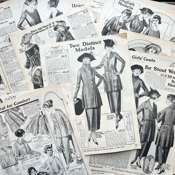 Charles Williams Catalog Pages (1920s) | Ten Page Bundles | Flapper Fashion, Decor, Fabrics | Vintage Advertising | Antique Ephemera, Paper