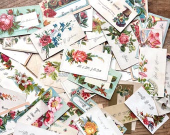 Kwiatowe wizytówki (XIX w.) | Pakiety po jedną, pięć lub dziesięć sztuk | Wysyłka za dolara | Ephemera wiktoriańska, Antyczne artykuły rzemieślnicze, Vintage