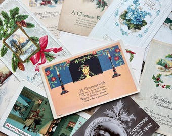Christmas Postcards (1910s-1920s) | Antique Holiday Ephemera | Victorian, Art Deco, Vintage | Journaling, Scrapbooking, Crafting