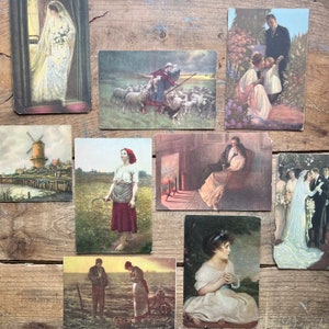Tarjetas de bellas artes, década de 1920 / Fred S. Larkin Company / Omaha, Nebraska / Antique Repro Artwork / French, English, Dutch Art / Vintage Ephemera