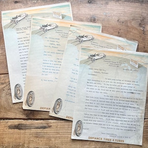 Defiance Tires & Tubes Letterhead (década de 1910) / Portland, ME / Falmouth Garage, Cars / Detroit, Boston / Vintage Ephemera, Publicidad antigua