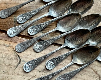 Columbian Exposition Souvenir Spoons | World’s Fair of 1893 | Fine Arts, Administration, Fisheries, Transportation | Chicago Antique Silver